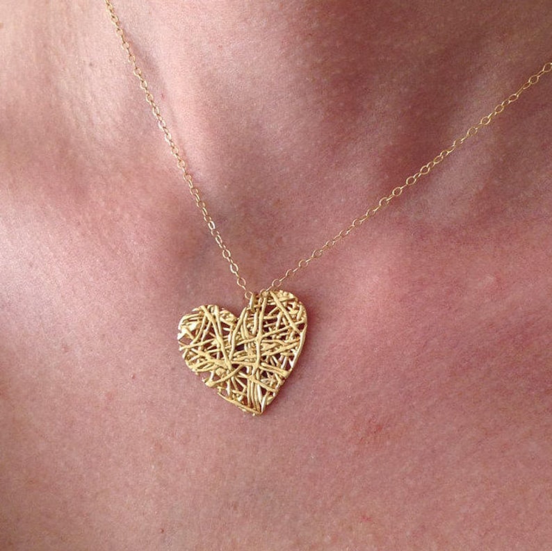 Gold Heart Necklace Heart Necklace Gold Necklaces Love Etsy