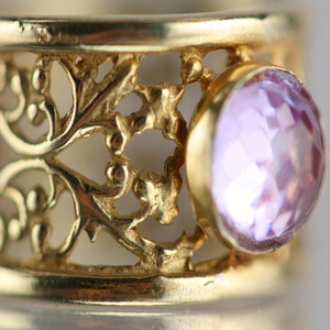 Gold Plated Princess Ring. Zirconia Ring. Cocktail Ring. Ring with Stone. Purple Ring. Lavender Stone Ring. Cubic Zirconia Ring image 1