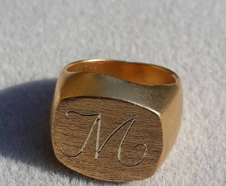 Gold Ring for Women, Signet Ring, Yellow Gold Ring, 14K Gold Ring, Engraved Ring, 18K Gold Ring, Personalized Ring, 14K Yellow Gold Ring image 1