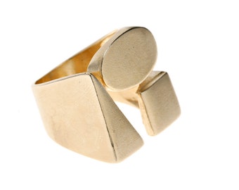 Geometric Ring, Statement Ring, Unique Ring, Gold Statement Ring, Large Gold Ring, Fashion Ring, Boho Ring, Wide Ring, Modern Ring