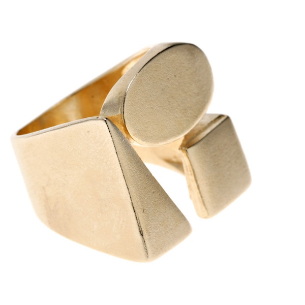 Geometric Ring, Statement Ring, Unique Ring, Gold Statement Ring, Large Gold Ring, Fashion Ring, Boho Ring, Wide Ring, Modern Ring