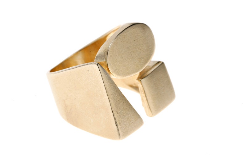 Geometric Ring, Statement Ring, Unique Ring, Gold Statement Ring, Large Gold Ring, Fashion Ring, Boho Ring, Wide Ring, Modern Ring image 1