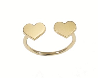 Heart Ring, Love Ring, Open Ring, Heart Jewelry, Elegant Ring, Unique Ring, Adjustable Ring, Statement Ring, Delicate Ring, Gold Plate Ring