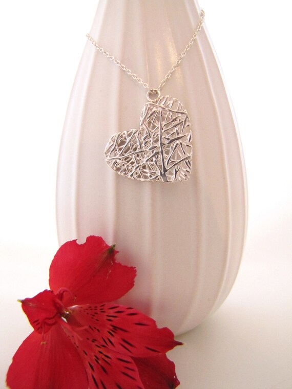 Items similar to Heart Strings Silver Necklace on Etsy