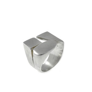 Sterling Silver Ring, Geometric Ring, Square Ring, Statement Ring, Unique Ring, Boho Ring, Silver Geometric Ring, Large silver Ring image 2