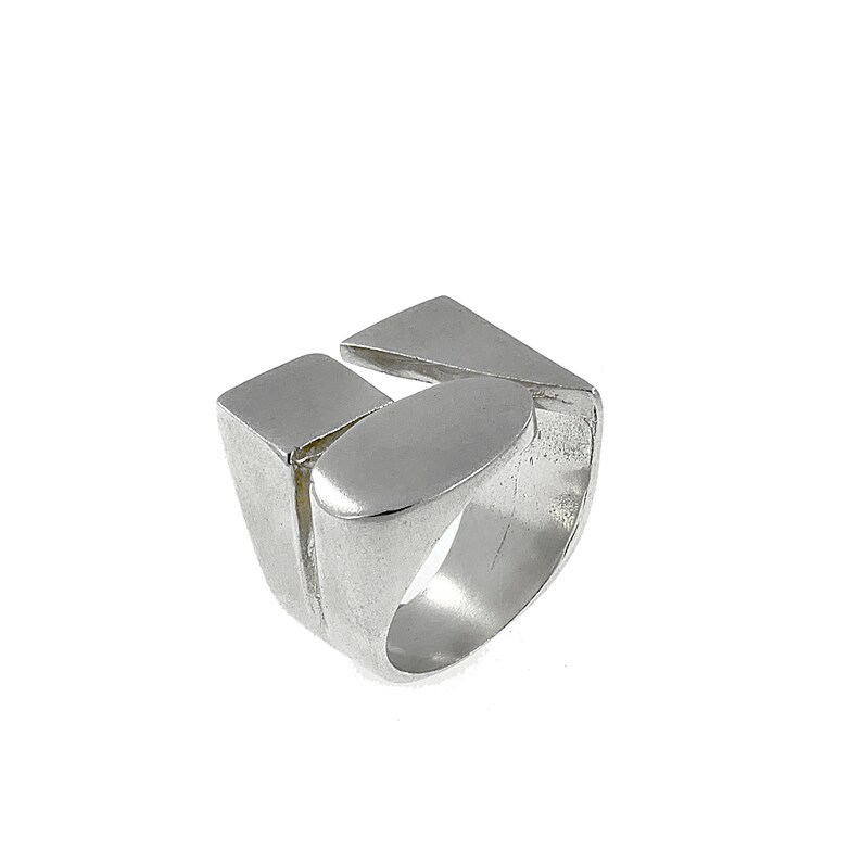 Sterling Silver Ring, Geometric Ring, Square Ring, Statement Ring, Unique Ring, Boho Ring, Silver Geometric Ring, Large silver Ring image 2