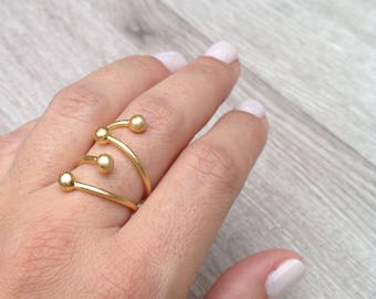Adjustable Ring, Art Ring, Modern Ring, Design Ring, Boho Ring, Unusual Ring, Statement Ring, Geometric Ring, Plated Gold Ring, Unique Ring