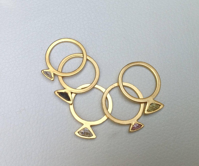 Unusual Ring Thin Ring Flat Ring Gold Plated Ring Stacking Etsy