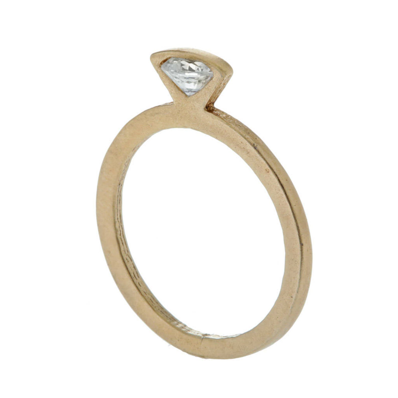 Unusual Ring Thin Ring Flat Ring Gold Plated Ring Stacking Etsy