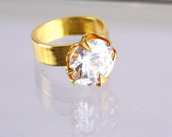 Unique Engagement Ring, Zircon Jewelry, Alternative Engagement Ring, Plated Gold Ring, Unique Ring, Elegant Ring, Delicate Ring, Plated Ring