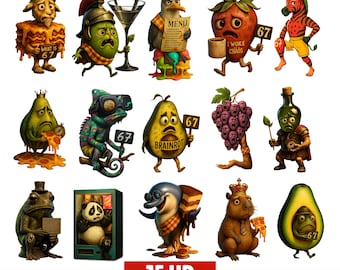 15 Italiaanse Brainrot-ontwerpen: 3D-chibi-meme-personages, png-bundel digitale download