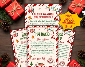 Bewerkbare Elf Letters Mega Bundle: I'm Back Goodbye Elf Retourbrief afdrukbaar (canvasjabloon)