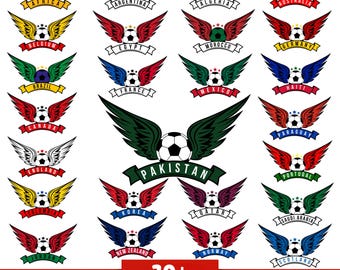 PNG-bundel voetballand | Nationale voetbalontwerpen | Clipart teamkleuren | Sublimatie sportprojecten