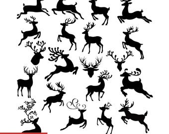 Illustraties rendierensilhouet: feestelijke vectorbestanden voor knutselen, rendierenontwerpen (digitale download)