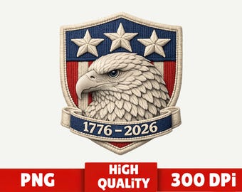 V.S. 250-jarig jubileum, png-bestand: geborduurde adelaar-patch American Pride, digitale kunst viering Verenigde Staten