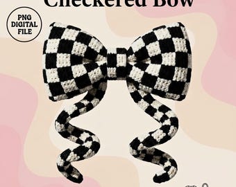 Namaakgehaakte geruite strik PNG SVG: retro coquette, kerstgaren (digitale download)