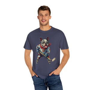 Vintage Dog Hockey T-Shirt, Fun Pet Lover Gift, Unique Graphic Tee, Sports Fan Apparel, Unisex Casual Wear