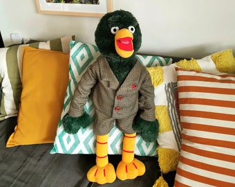 Bird guy David Plush, Don&#39;t Hug Me I&#39;m Scared replica plush, Custom plush green duck inspired by DHMIS, David duck in suit 50 cm