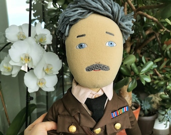 Captain James portrait doll, custom plush doll based on Ghosts BBC series, military doll, mini-me soldier doll