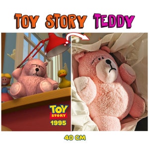 Pink Bear Plush based on Toy Story 1995, Toy Story replica teddy, 40cm