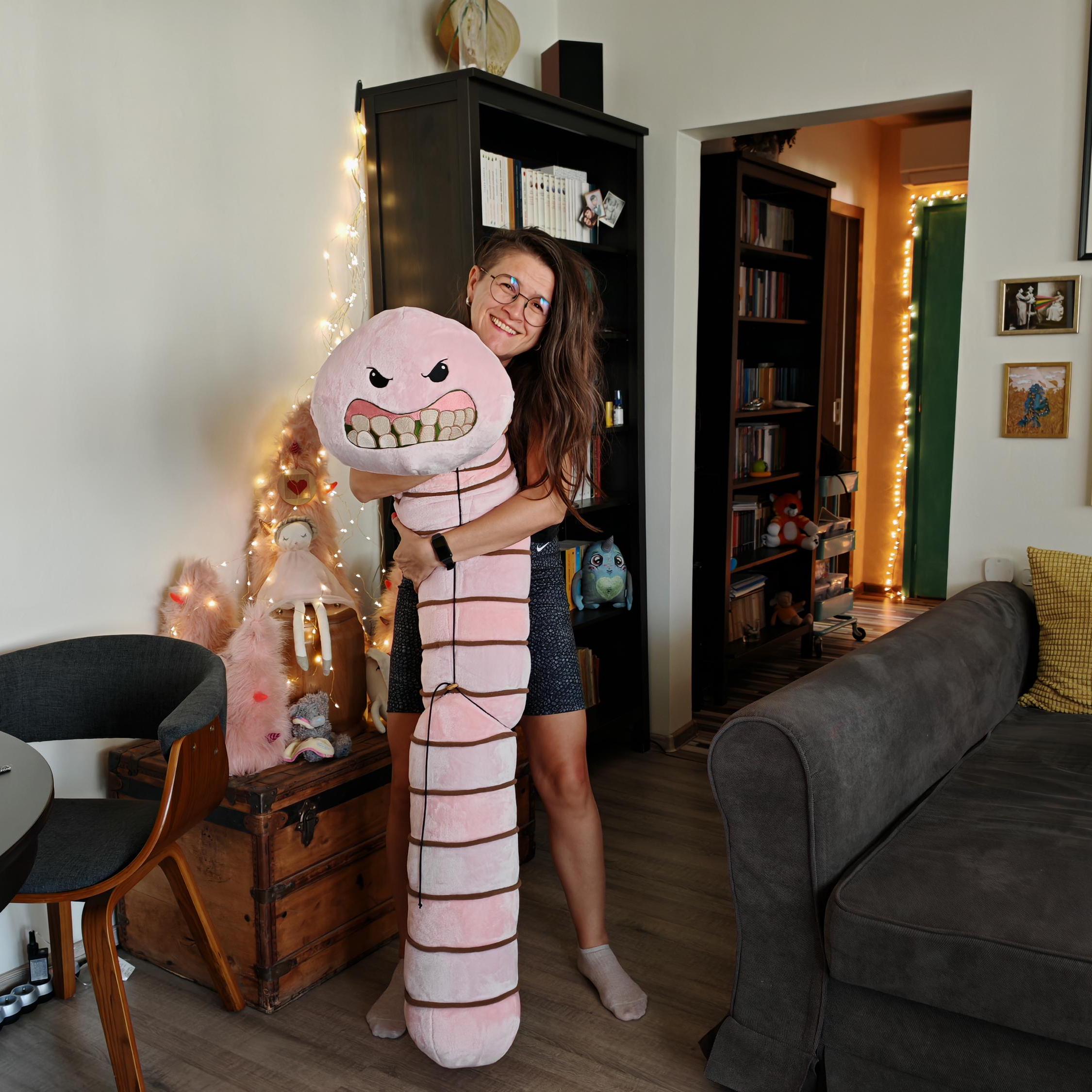 Giant Pink Alaskan Bull Worm Plush - SpongeBob Cosplay Cuddle Buddy 170cm