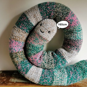 Giant knitted cuddling worm plush, chubby fantasy worm, odd giant creature, wool knitted worm, 165cm