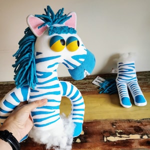 Doug, the half ripped zebra based on Toy Story 4, Toy Story 4 replica plush, Doug Zebra replica, 64cm