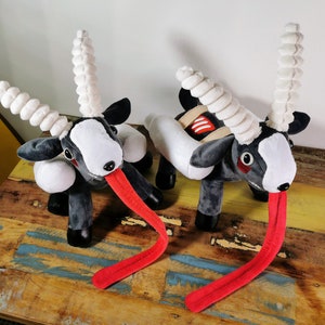 Black Goat Crochet Plush With Red Button Eyes 
