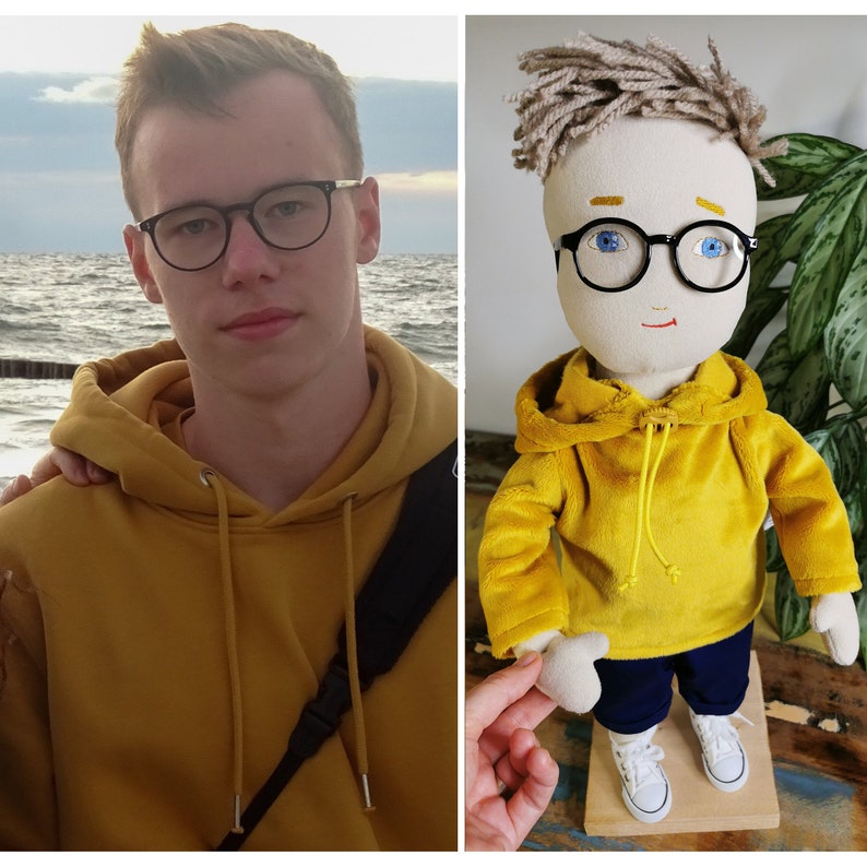 Custom Plush Doll custom portrait plush from photo, turn photo into a selfie figurine, 3d rendering of photo plush, photo to plush image 9