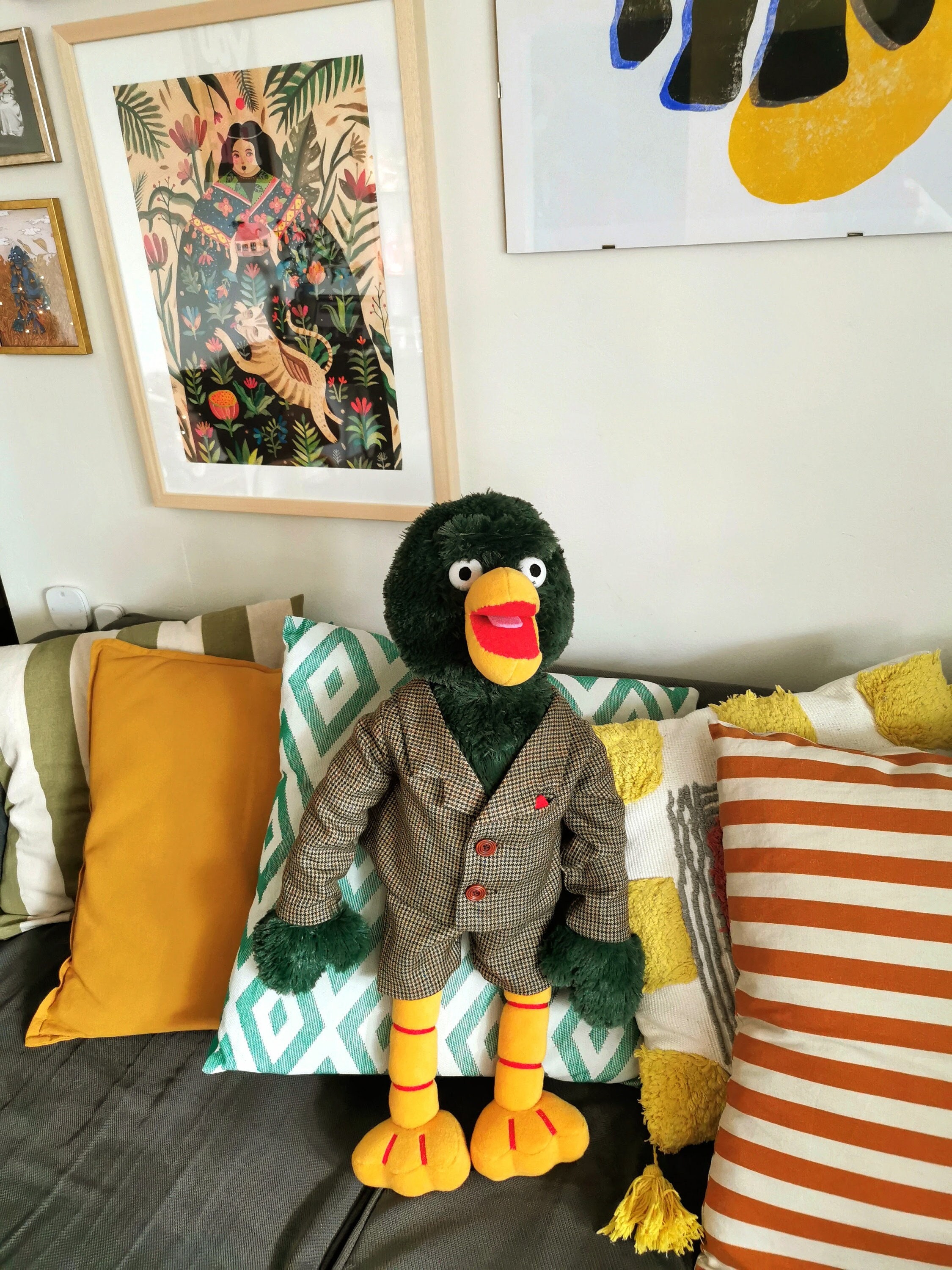 Bird guy David Plush, Don't Hug Me I'm Scared replica plush, Custom plush green duck inspired by DHMIS, David duck in suit 50 cm