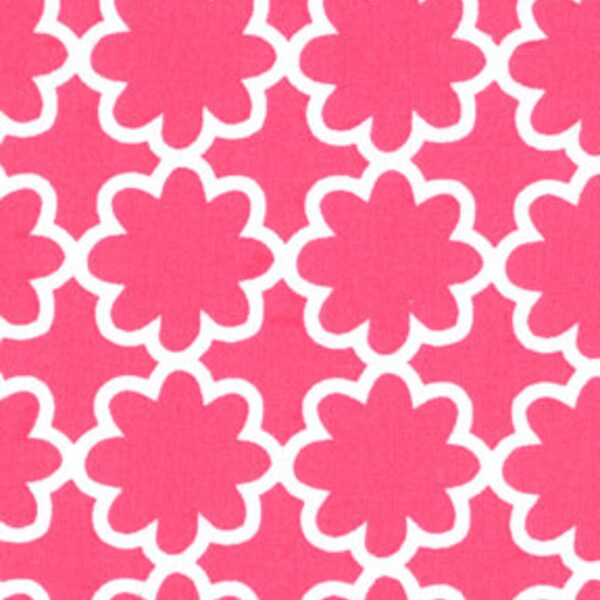 Cotton Fabric - White Flower on Pink Print - by the YARD