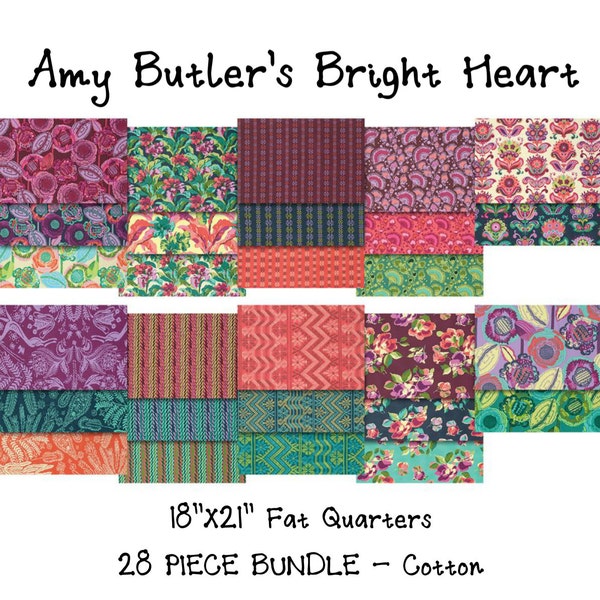 SALE - Bright Heart - Amy Butler 18" X 21" Fat Quarters - 28 PIECE BUNDLE - Cotton