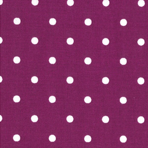 Cotton Fabric - White Polka Dots on Purple Print - Dots are 3/16" - by the YARD