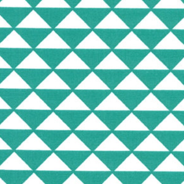 Cotton Fabric - Triangles Teal and White Print - by the YARD