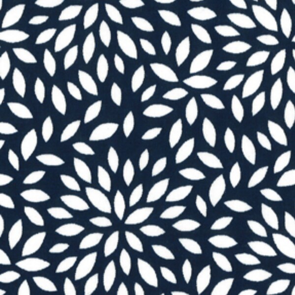 Cotton Fabric - Floral Burst, Navy and White - By the YARD