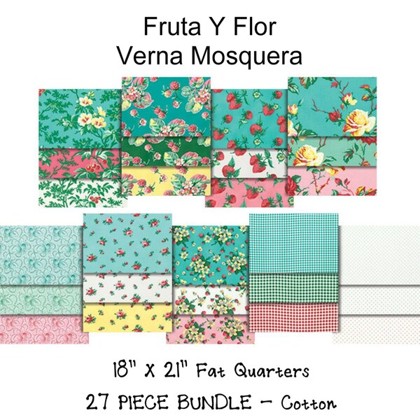 SALE - Fruta Y Flor - Verna Mosquera - 18" X 21" Fat Quarters - 27 PIECE BUNDLE - Cotton
