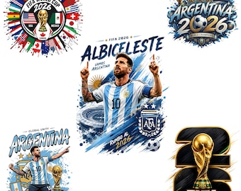 Diseños PNG de Messi y Argentina para el Mundial / Diseños para el Torneo de Fútbol 2026 (Descarga digital)