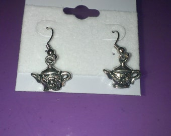 Silver Tea Pot Earrings