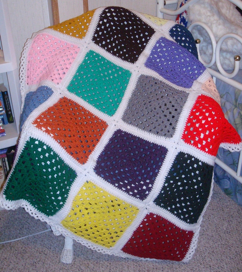 Granny Square Afghan Etsy