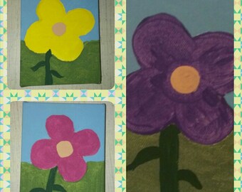 Set of 3 Flower paintings