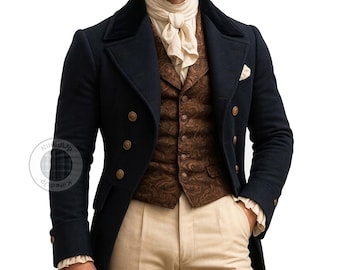 Viktorianischer Herren Frack, Regency Woll Gehrock, Steampunk Gothic Jacke