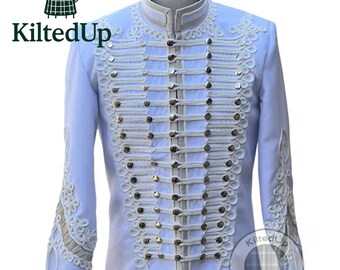 Handmade Napoleonic Military Jacket | White Wool Steampunk Tunic
