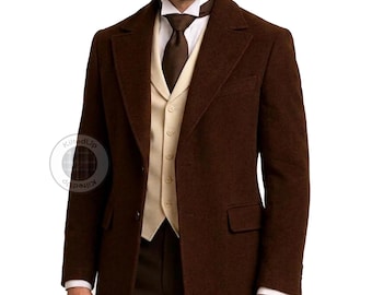 Herren Viktorianischer Wolle Trenchcoat, Steampunk Langer Gehrock, Gothic Wintermantel, Vintage Tailored Regency Jacke, Cosplay Oberbekleidung