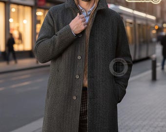 Handmade Men’s British Tweed Raglan Coat