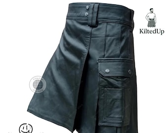 Handmade Leather Kilt | Custom Pleated Utility Kilt | LARP Gear