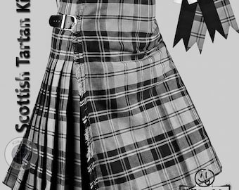 Handgefertigter schottischer Tartan-Kilt - 8 Yard traditioneller Herrenkilt mit passenden Blitzen