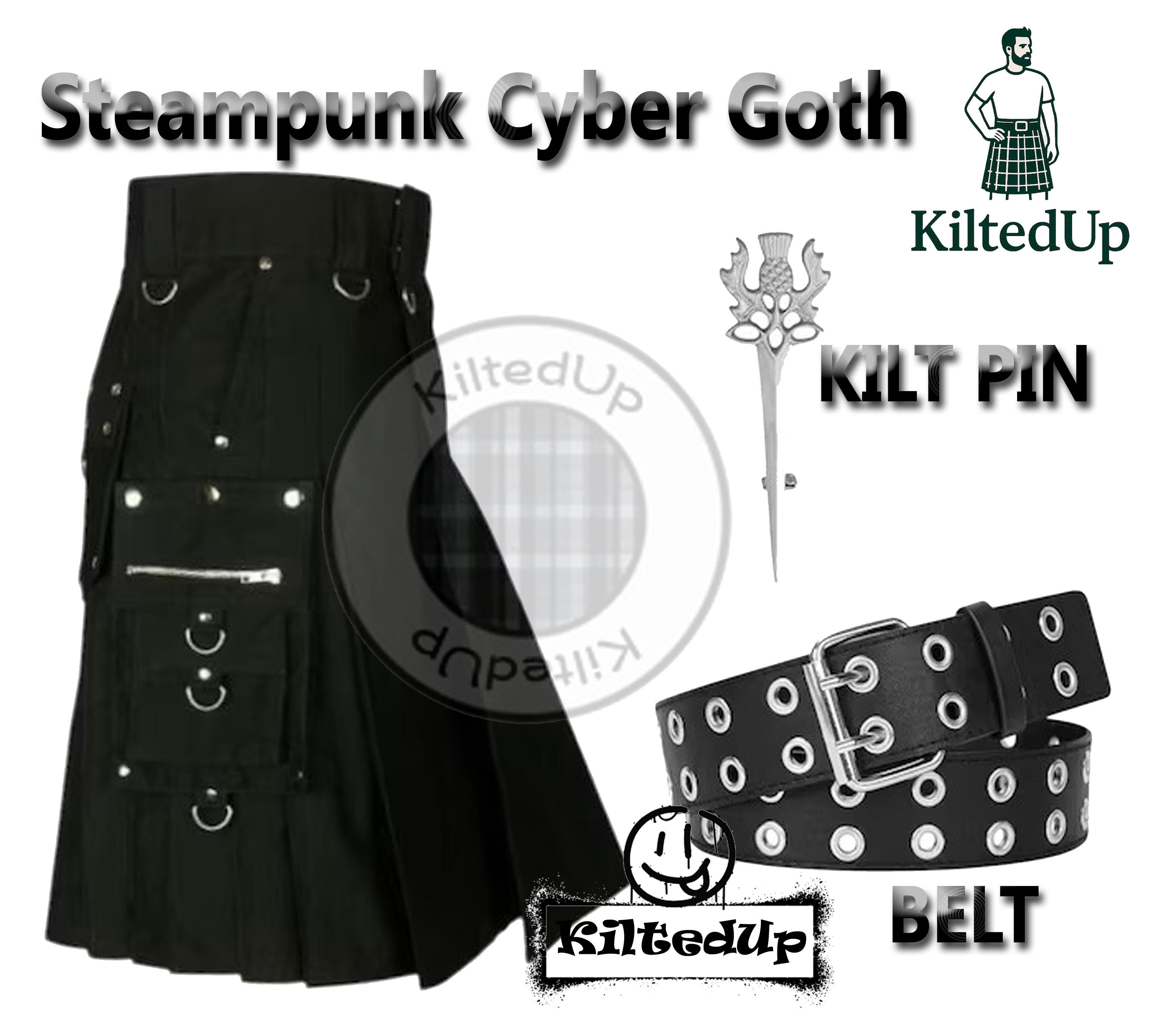Utilty Goth Goth Punk Utility Kilt – Black Techwear Skirt, Steampunk Rave Vibes - Etsy