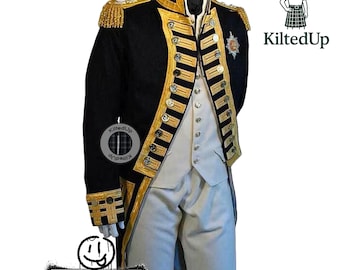 Steampunk Navy Admiraljacke - Handgefertigter Militärmantel