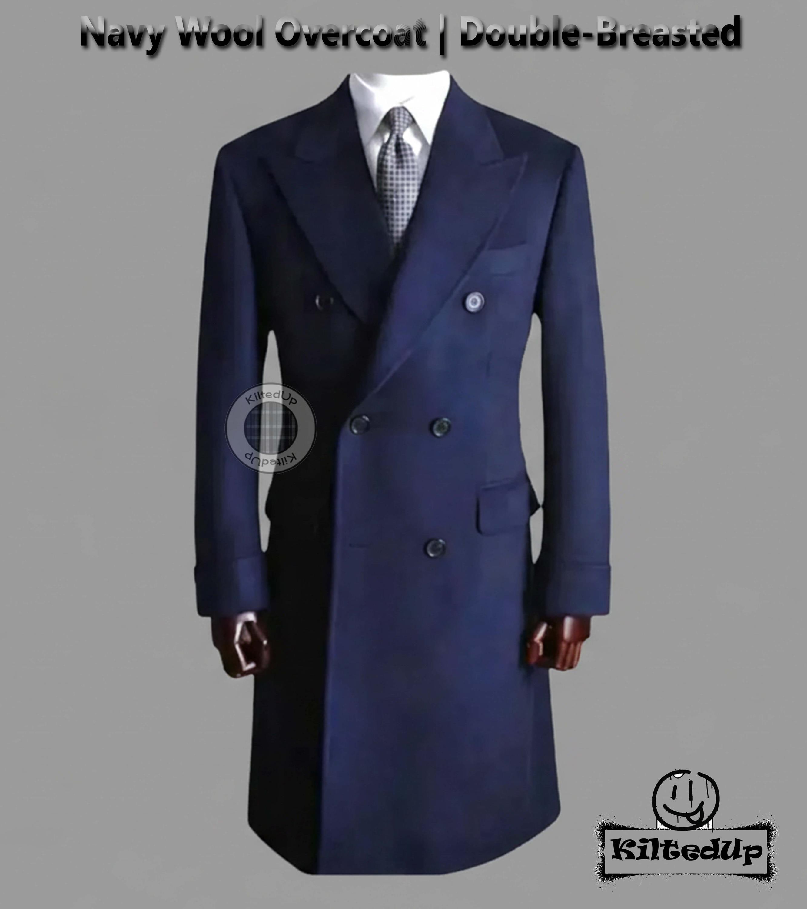 Double Breasted Peak Lapel Wool Overcoat - Etsy