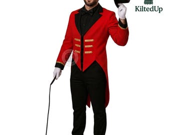 Red Ringmaster Tailcoat Victorian Circus Showman Costume Greatest Showman Jacket Steampunk GothicTailcoat Men Historical Reenactment Coat
